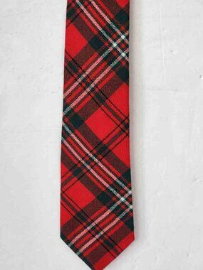Vintage Red Tartan Plaid Scottish Wool Tie Scott Men's